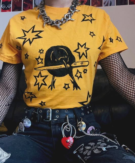 Crow Yellow Unisex T-Shirt — Variant 1 (More Stars)