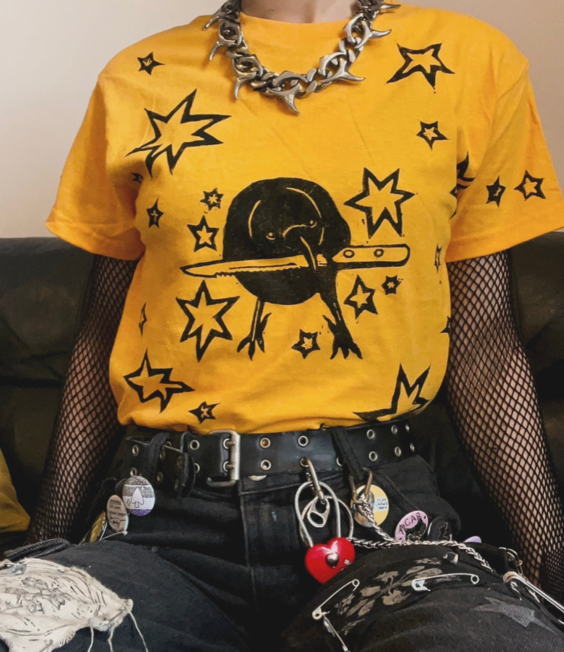 Crow Yellow Unisex T-Shirt — Variant 1 (More Stars)