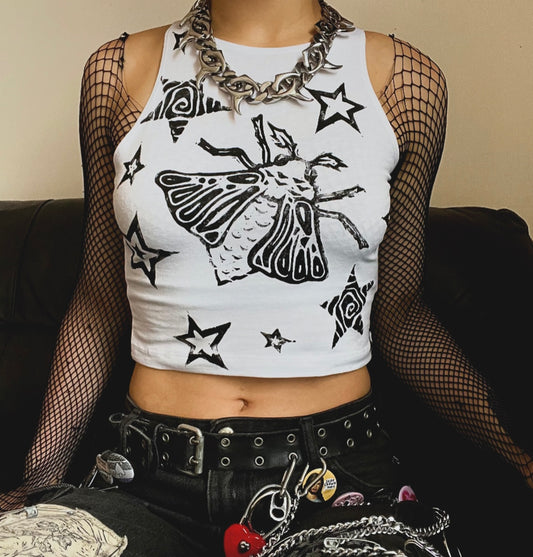 Moth Crop White Tank