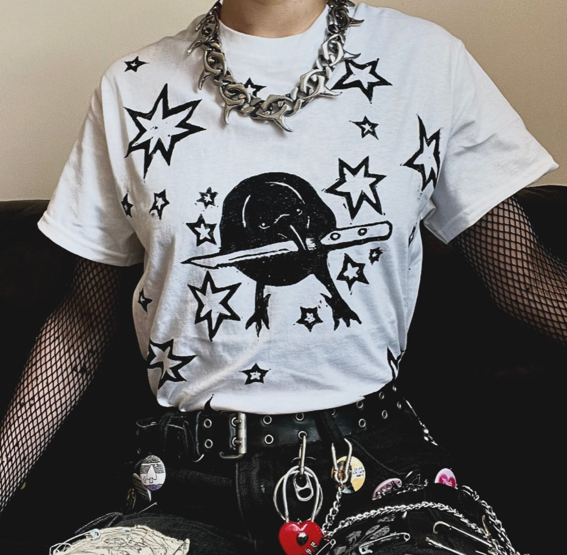 Crow White Unisex T-Shirt — Variant 1 (More Stars)