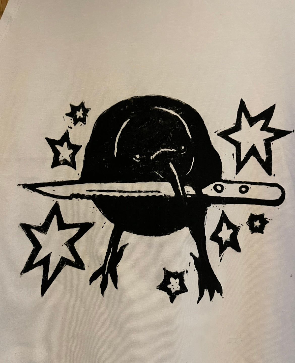 Crow Crop White Tank Top — Variant 2 (Less Stars)