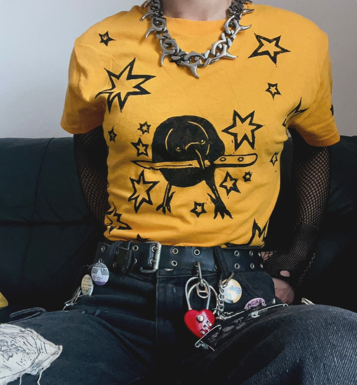 Crow Yellow Unisex T-Shirt — Variant 1 (More Stars)