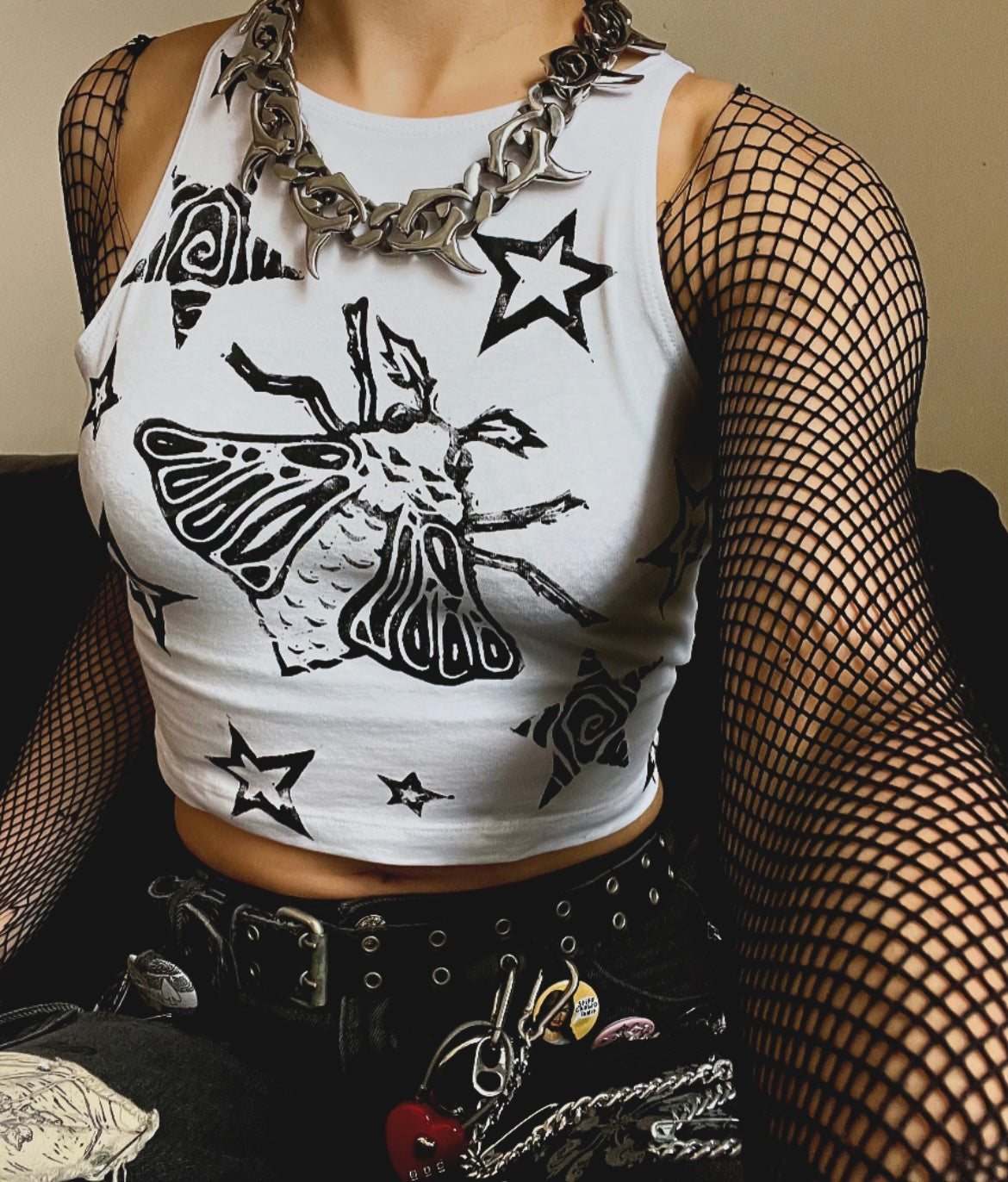 Moth Crop White Tank