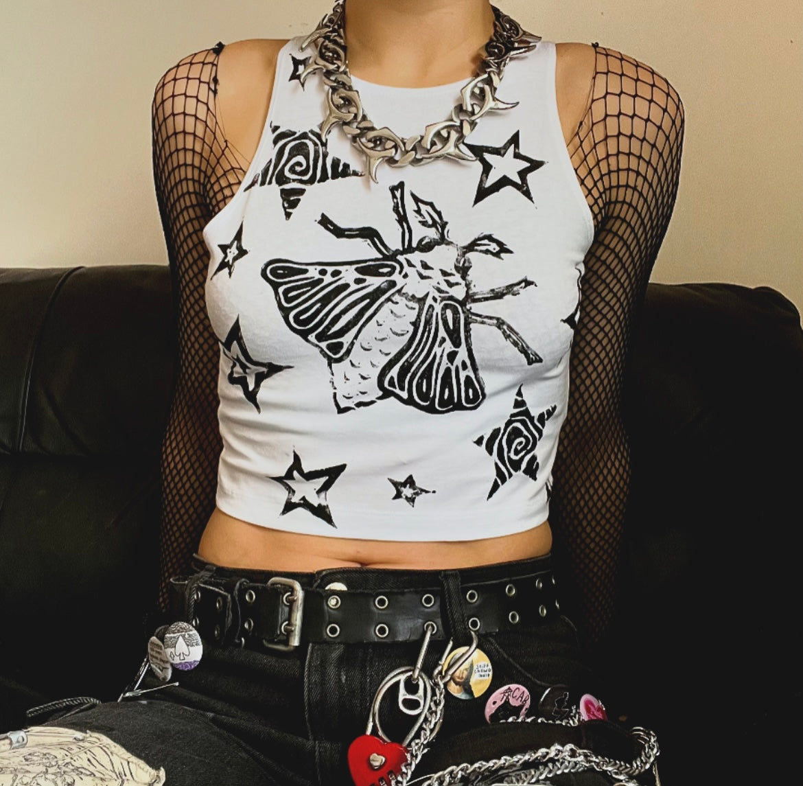 Moth Crop White Tank