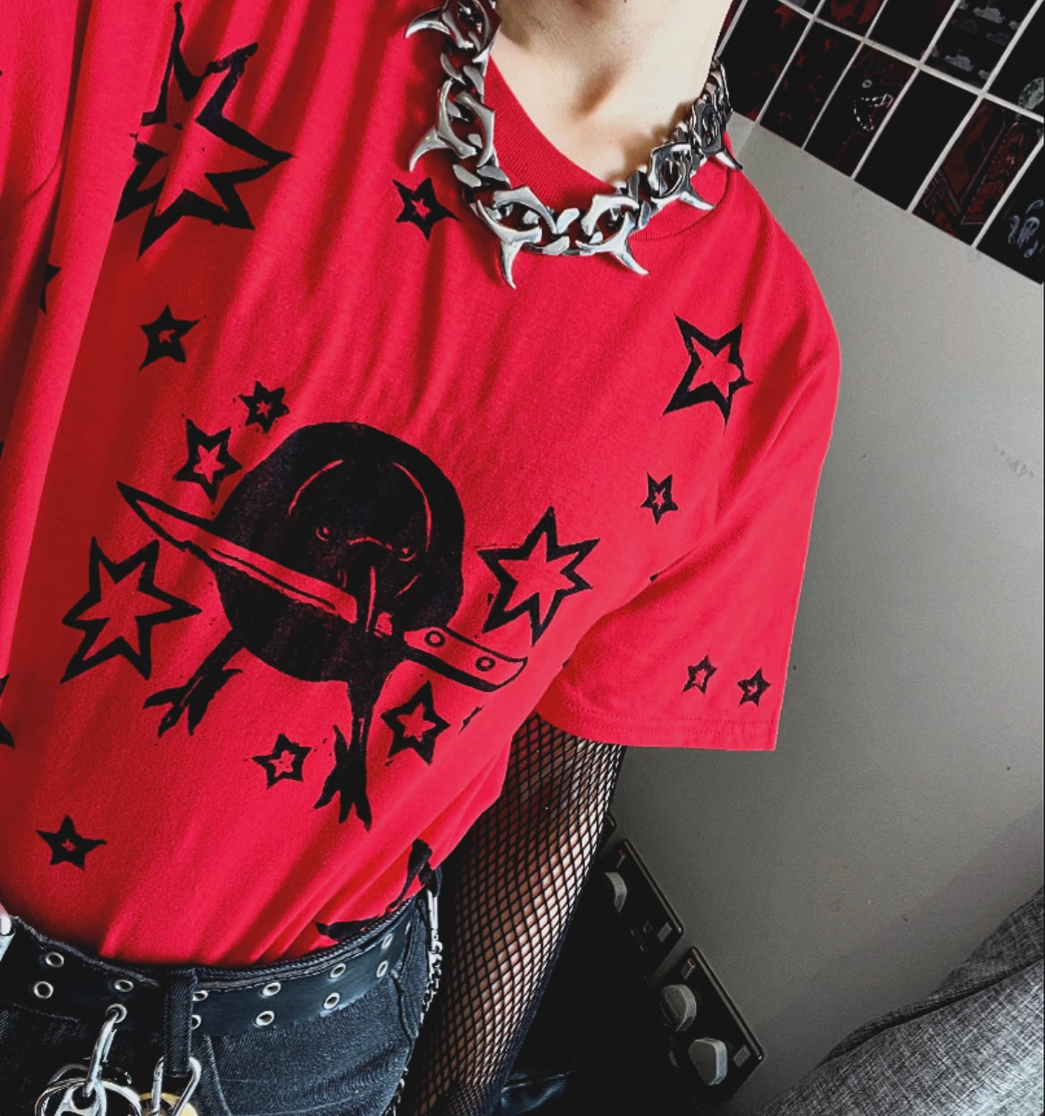 Crow Red Unisex T-Shirt — Variant 1 (More Stars)