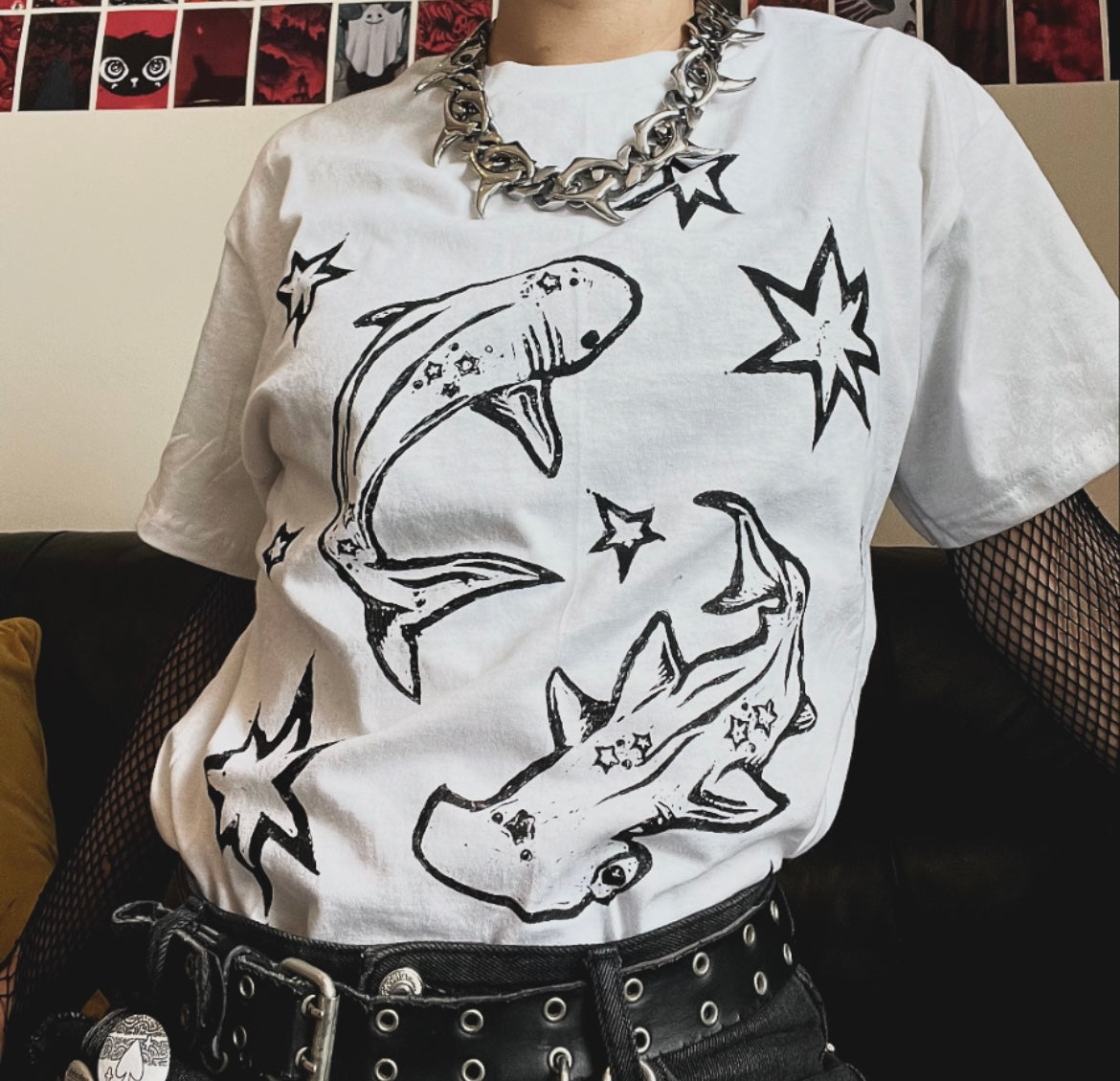 Shark Unisex White T-Shirt