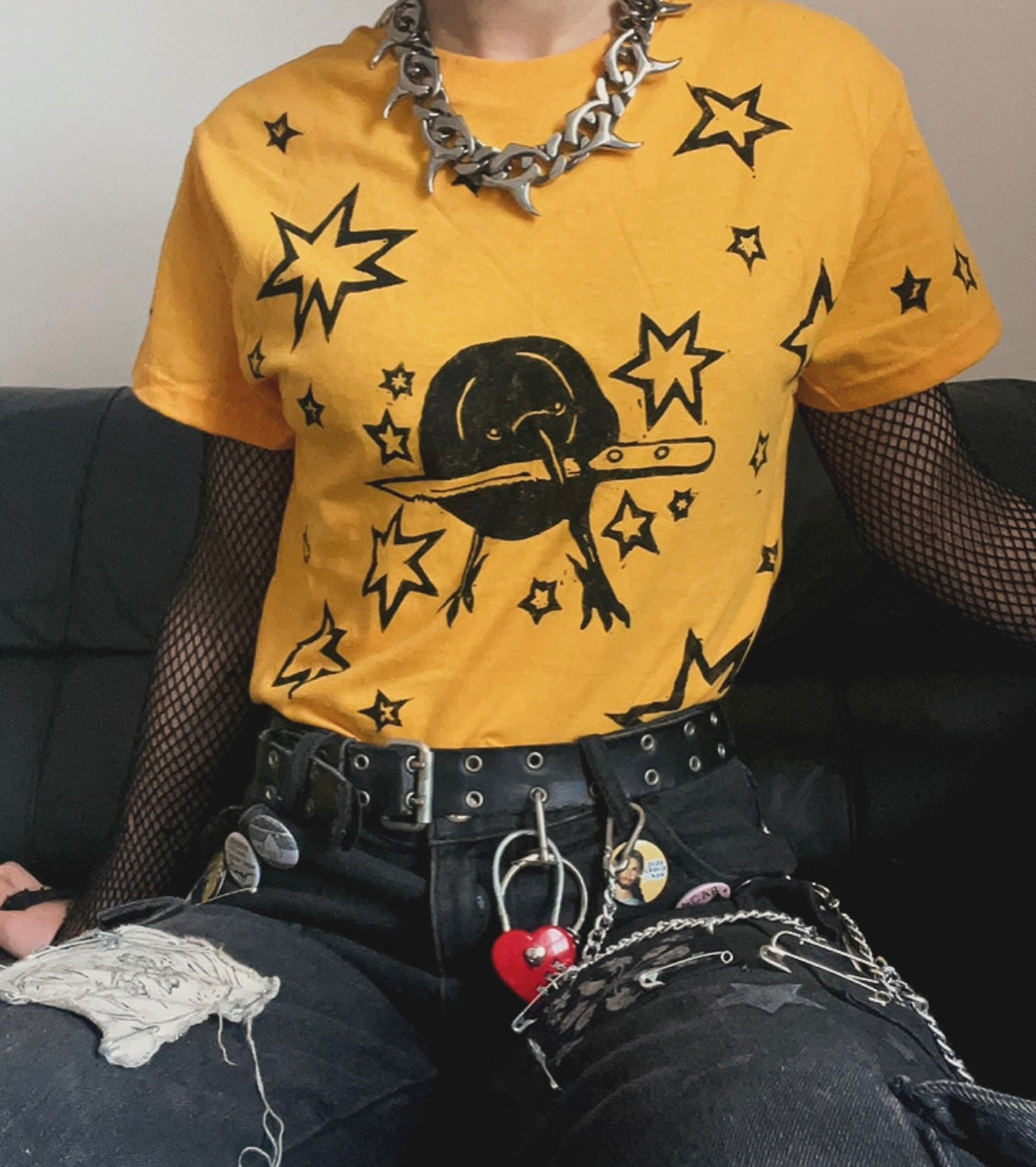 Crow Yellow Unisex T-Shirt — Variant 1 (More Stars)