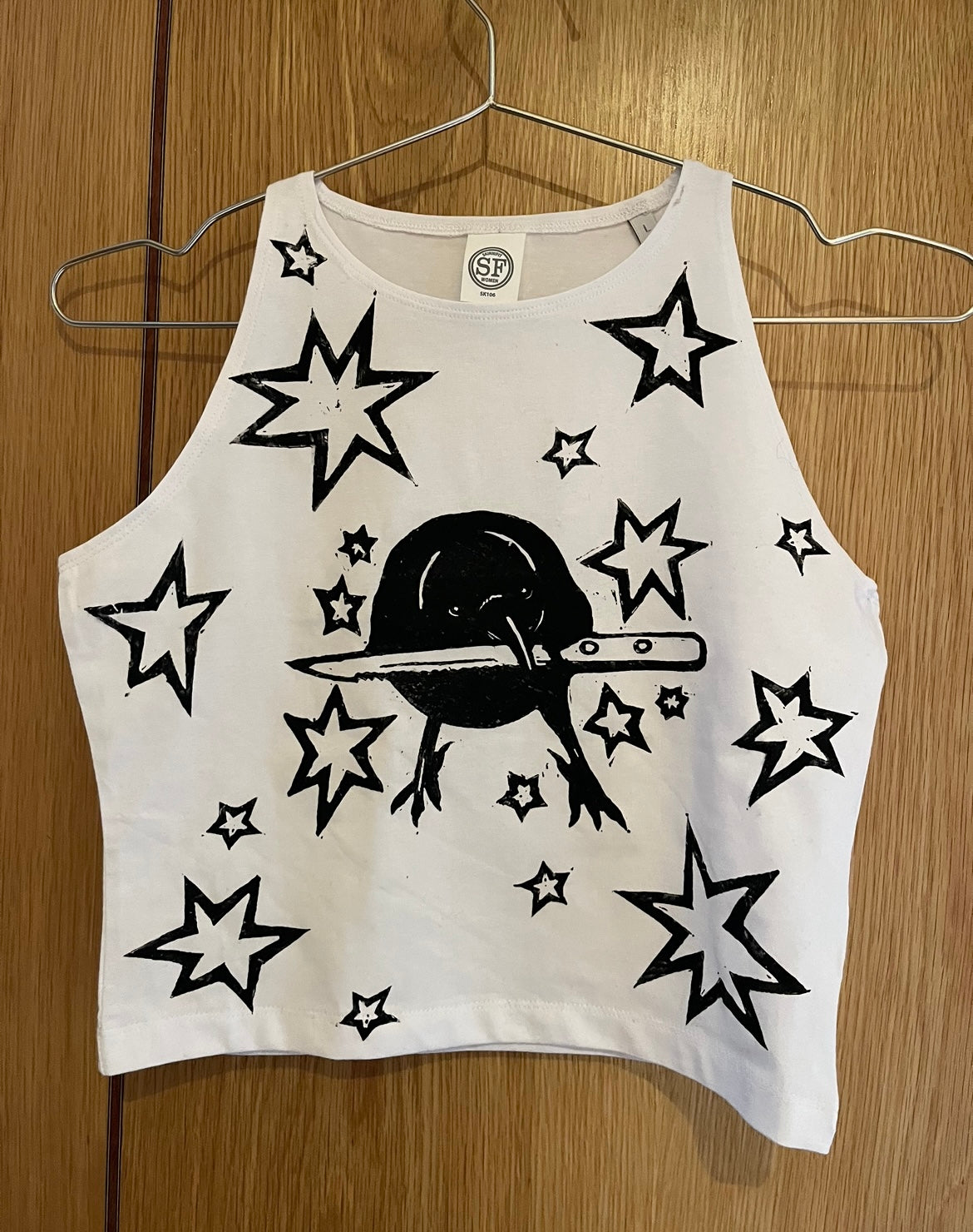 Crow Crop White Tank Top — Variant 1 (More Stars)