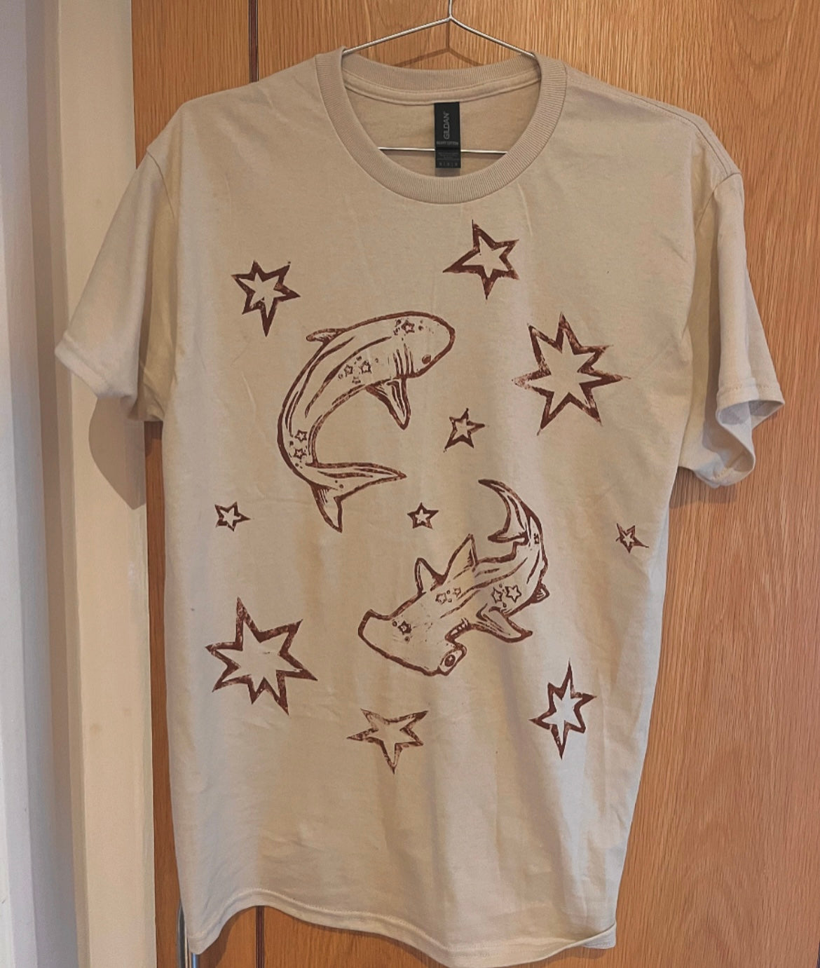 Brown Ink Shark Beige Unisex T-Shirt