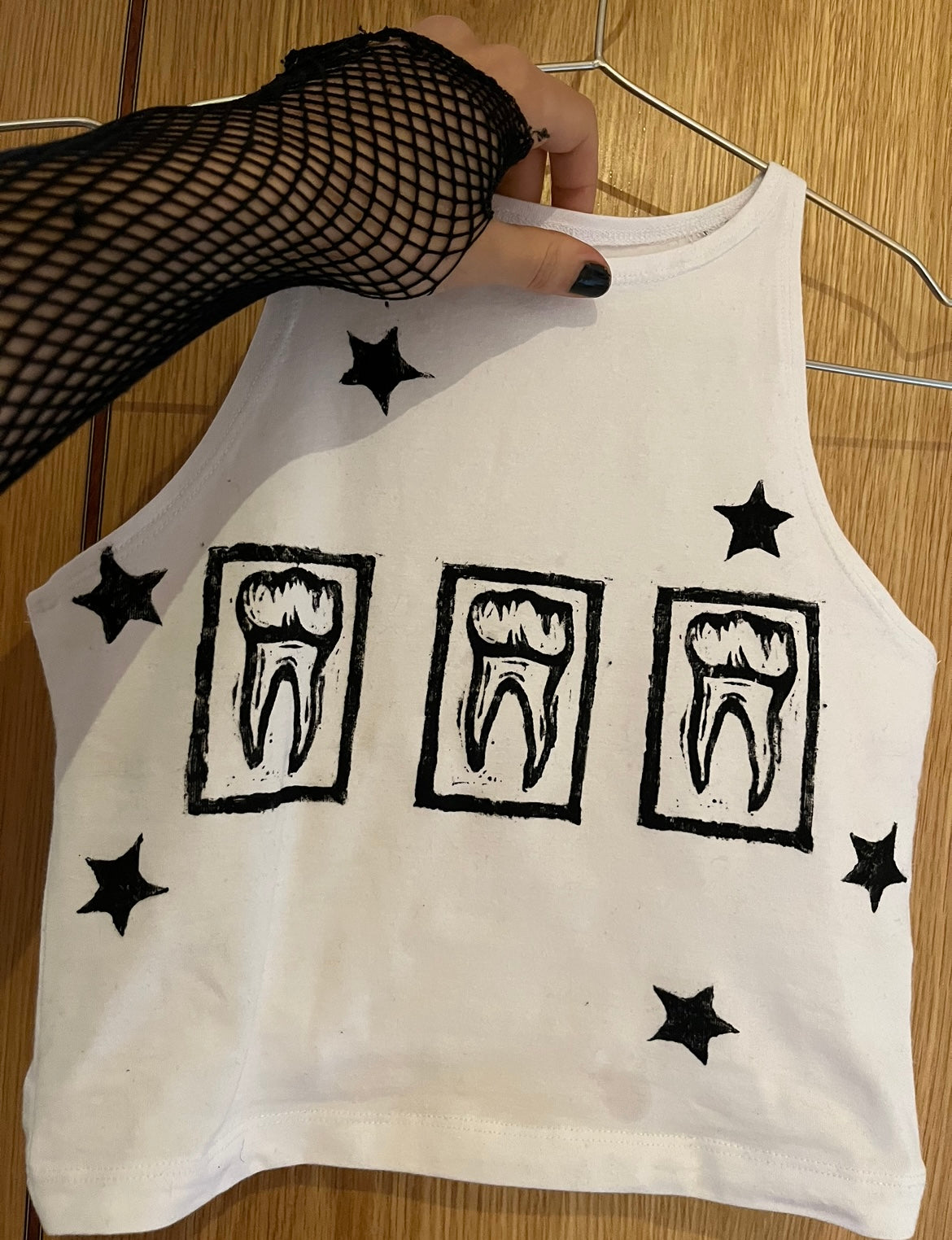 Teeth Crop White Tank Top