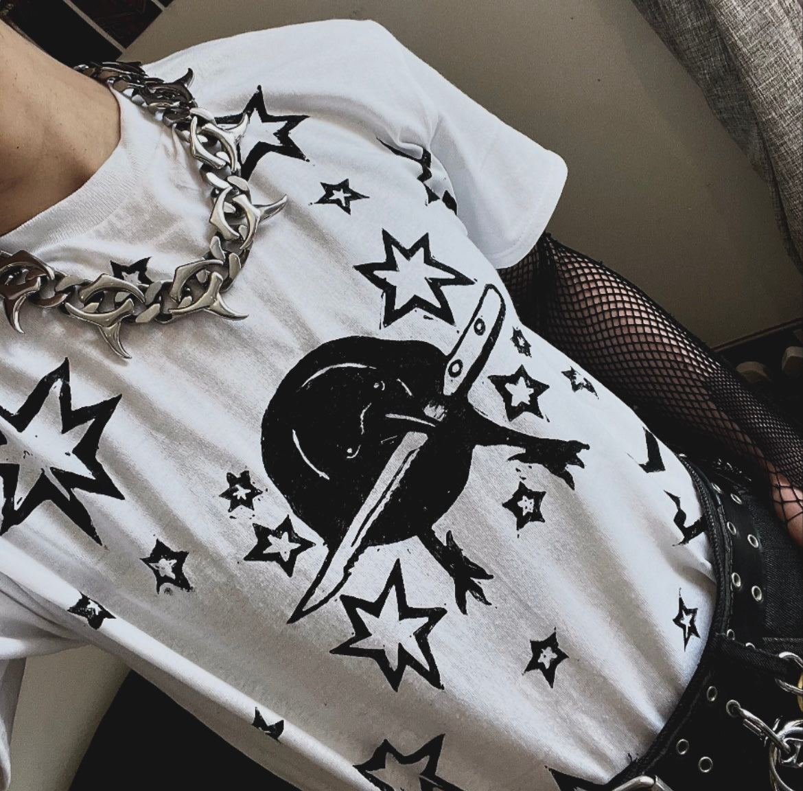 Crow White Unisex T-Shirt — Variant 1 (More Stars)