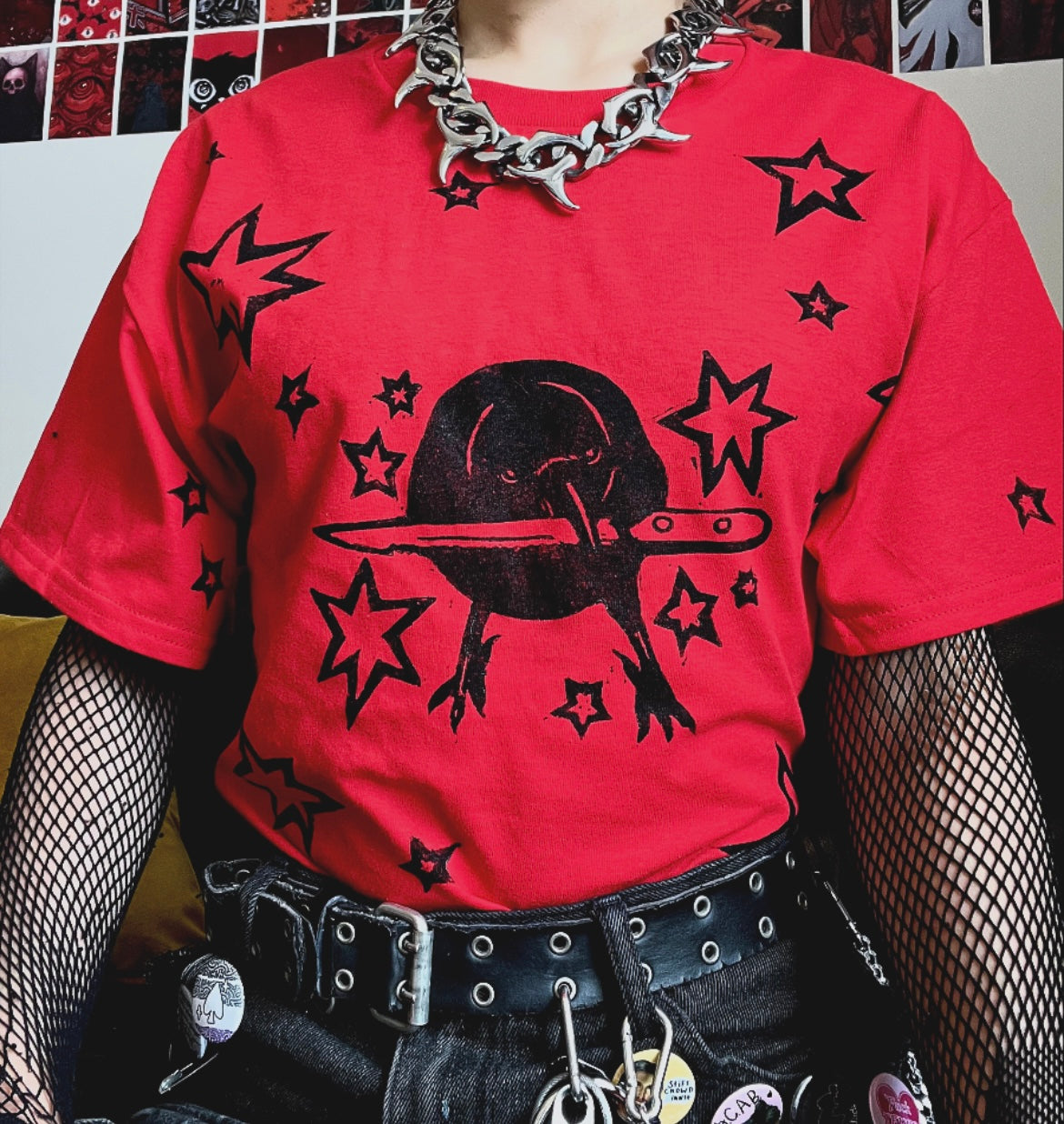 Crow Red Unisex T-Shirt — Variant 1 (More Stars)