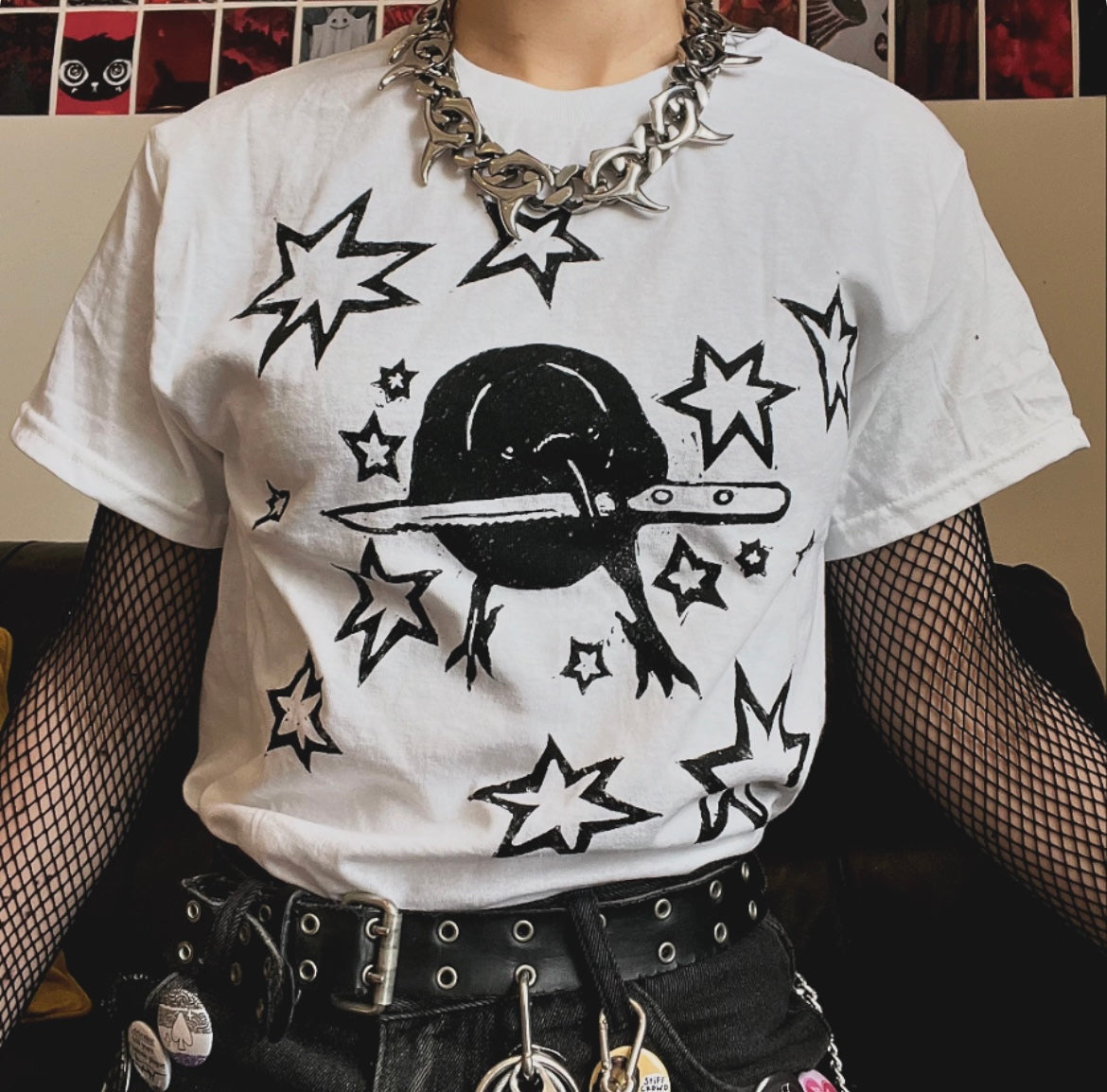 Crow White Unisex T-Shirt — Variant 2 (Less Stars)