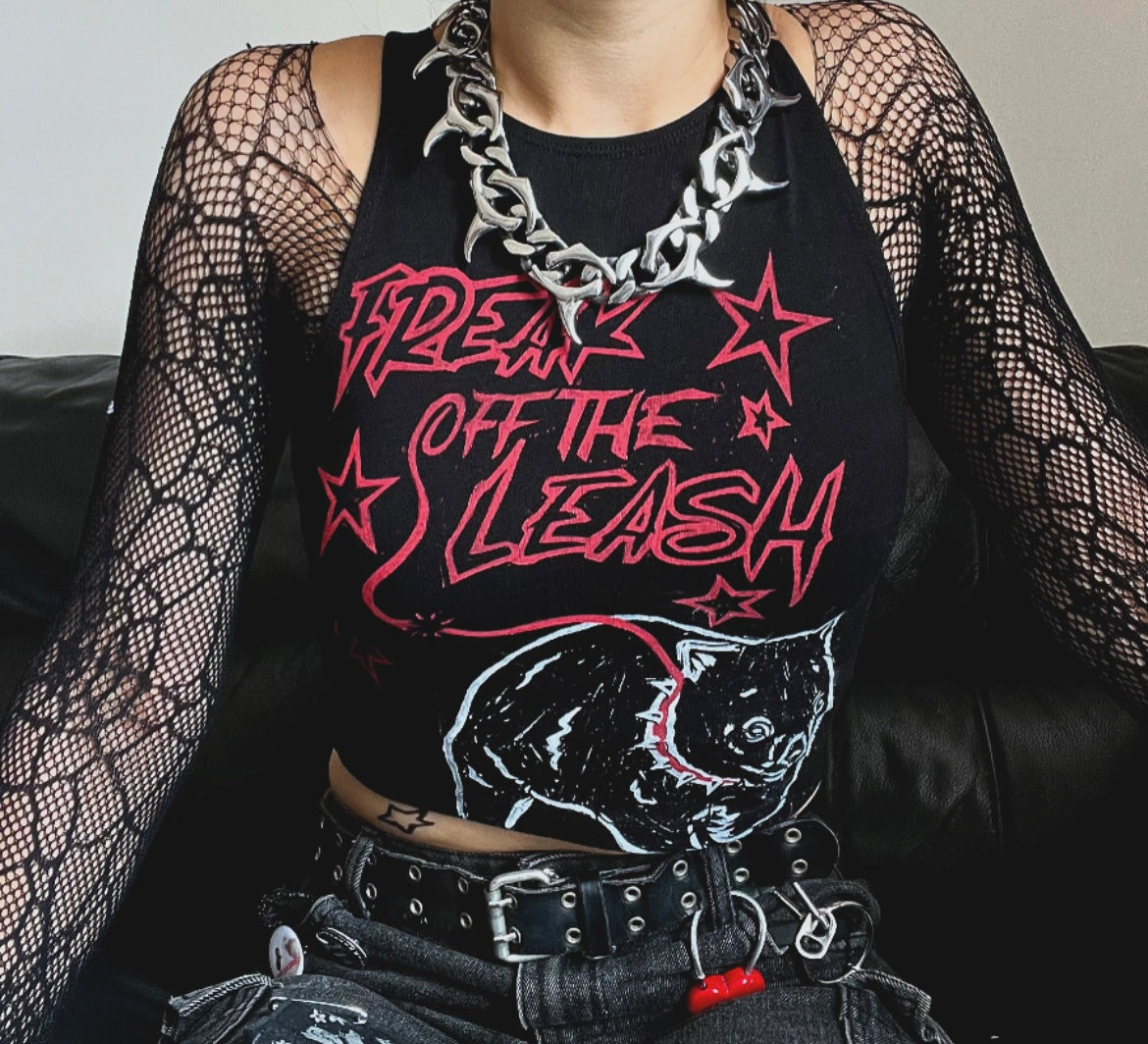 ‘Freak off the Leash’ Wombat Crop Black Tank Top