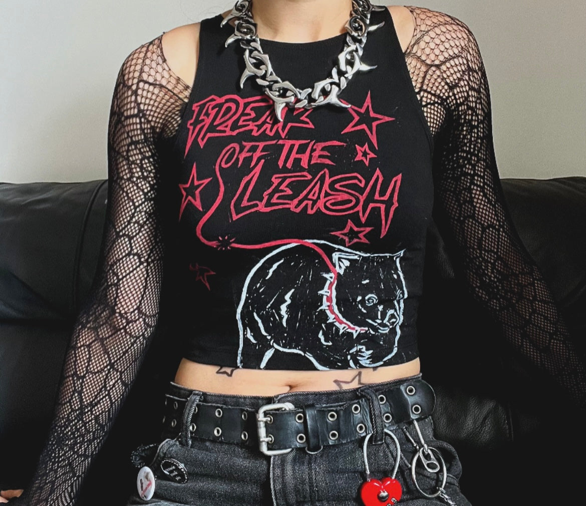 ‘Freak off the Leash’ Wombat Crop Black Tank Top