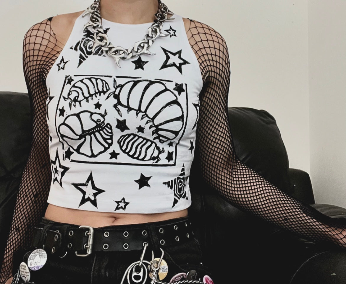 Isopod Crop White Tank Top