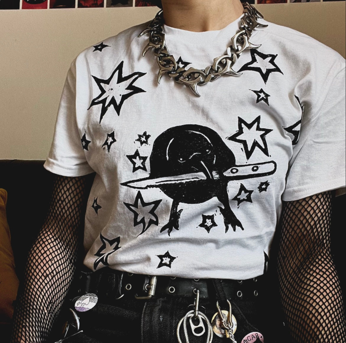 Crow White Unisex T-Shirt — Variant 1 (More Stars)