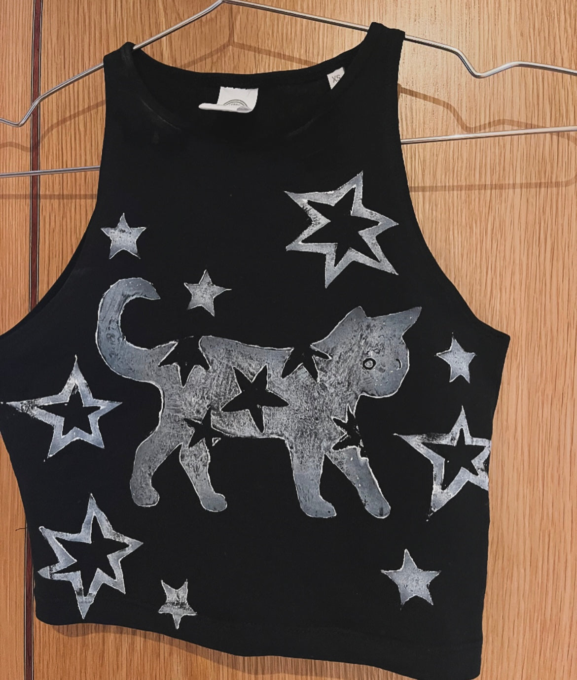 Cat Crop Black Tank Top