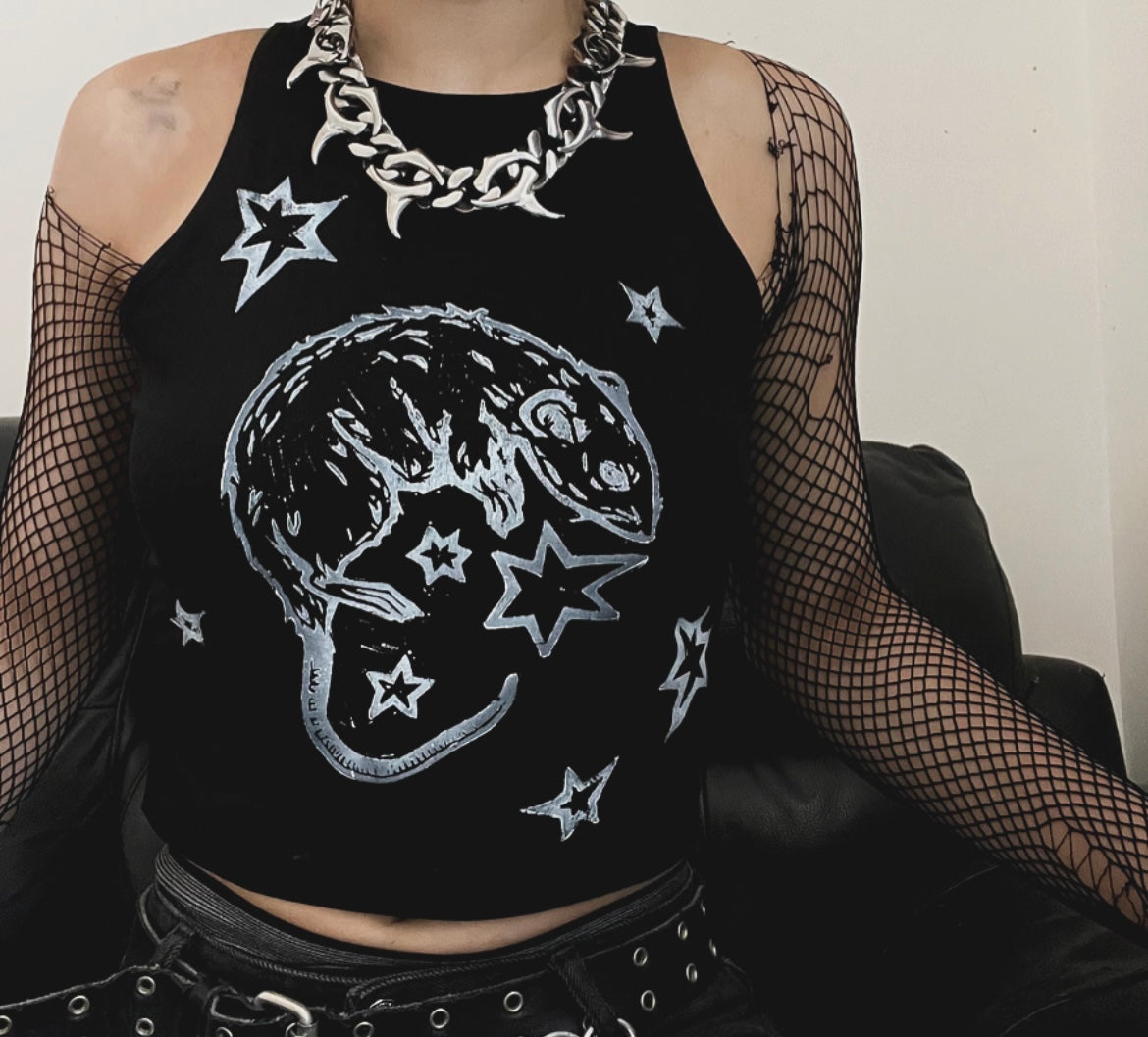 Rat Crop Black Tank Top