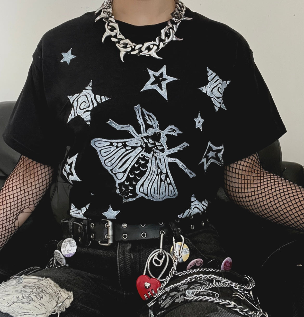 Moth Black Unisex T-Shirt