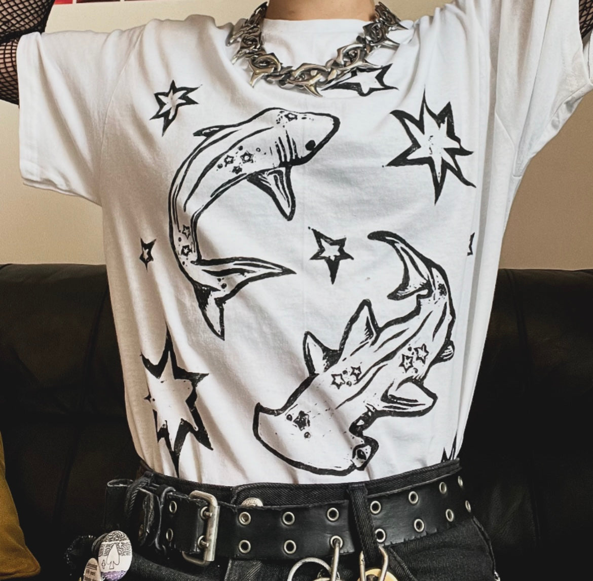 Shark Unisex White T-Shirt