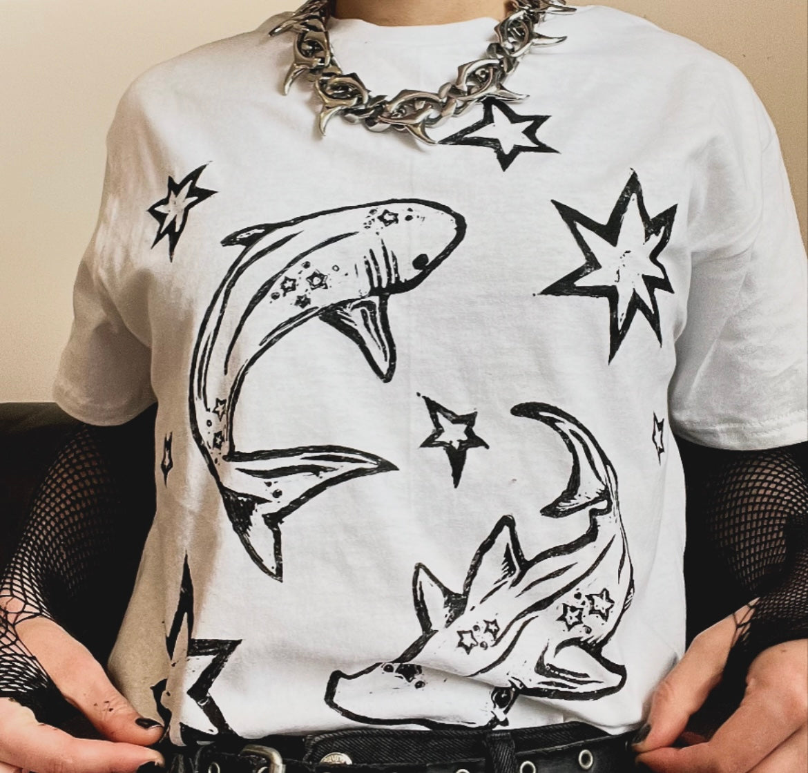 Shark Unisex White T-Shirt