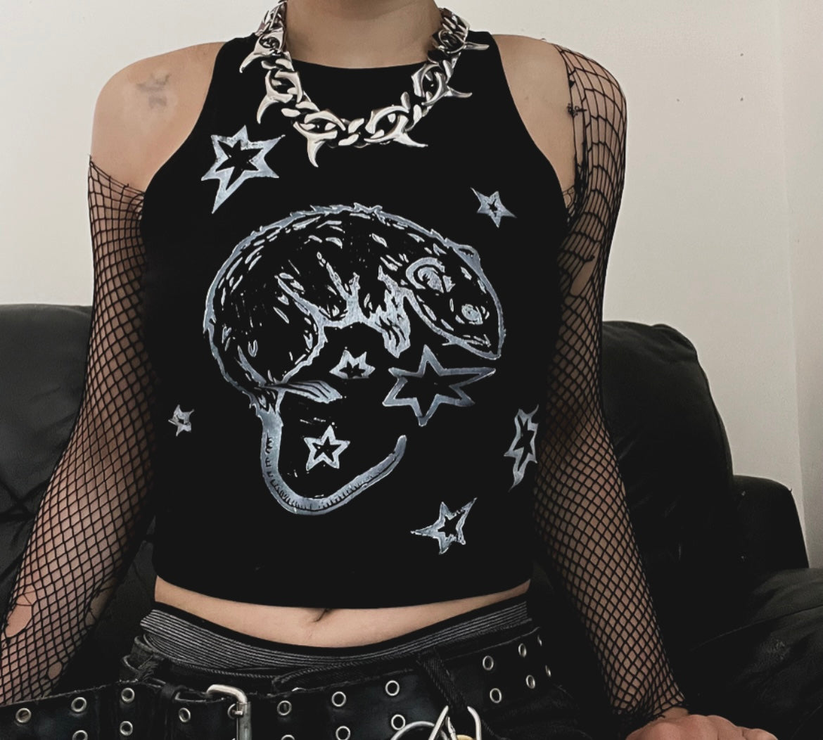 Rat Crop Black Tank Top